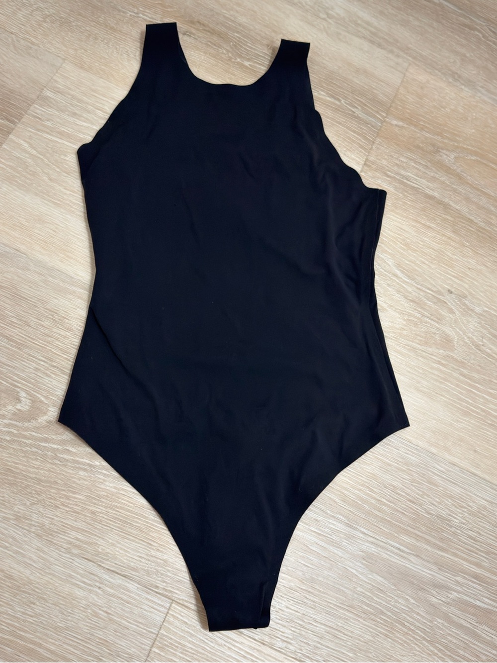 Aerie Smoothez Black Thong Bodysuit Size Small Seamless Soft EUC